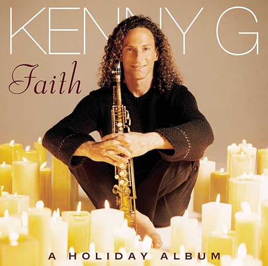 Album cover featuring a person holding a saxophone surrounded by candles with 'Kenny G Faith' text.
